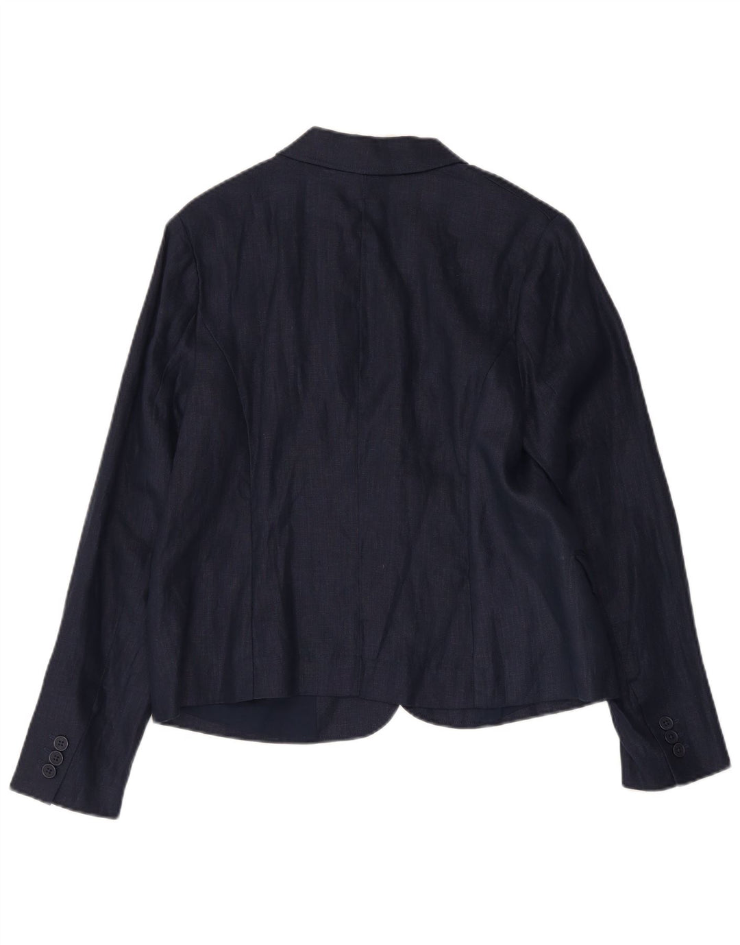 Monsoon Veste Blazer 1 Bouton pour Femme UK 14 Large Bleu Marine Lin