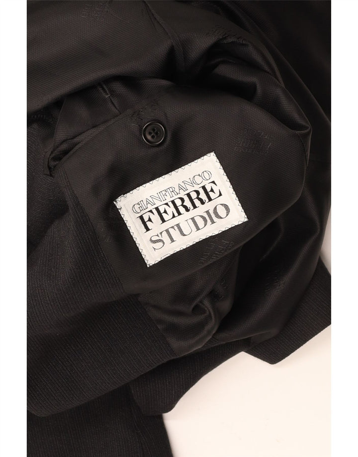 GIANFRANCO FERRE Veste blazer 3 boutons pour homme UK 38 Medium Black Pinstripe