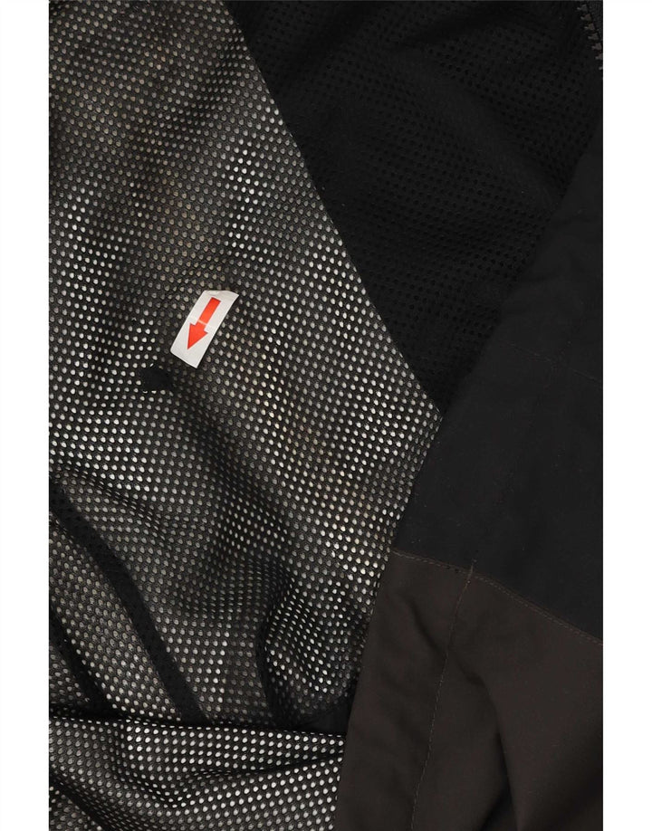 Jack Wolfskin Veste de pluie à capuche pour femme UK 12/14 Marron moyen Colourblock