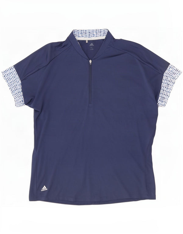 Adidas T-shirt à col zippé pour homme XL Bleu marine moucheté