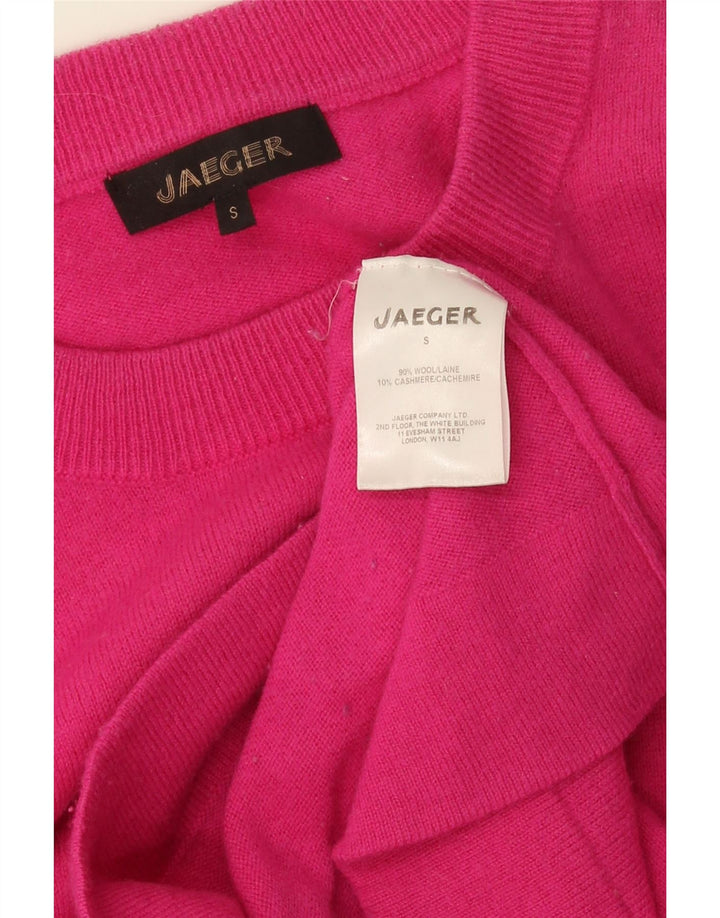 Jaeger Pull ras du cou pour femme UK 10 Petite laine rose