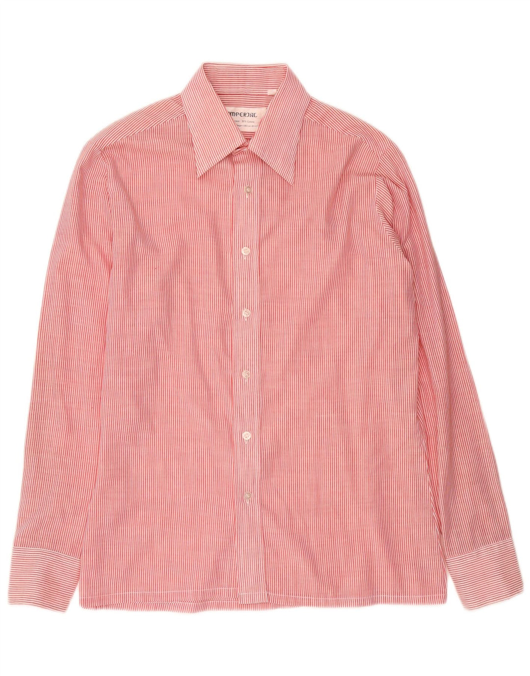 Imperial Mens Shirt Taille 39 15 1/2 Polyester à fines rayures rouges moyennes