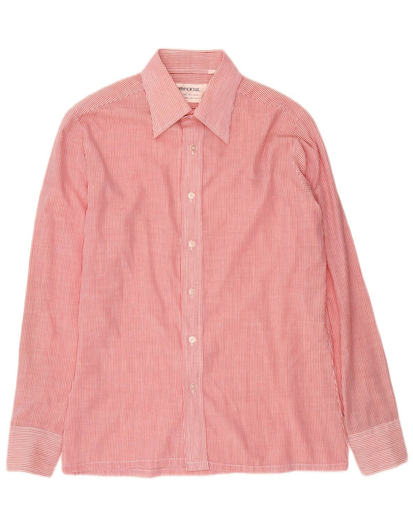 Imperial Mens Shirt Taille 39 15 1/2 Polyester à fines rayures rouges moyennes