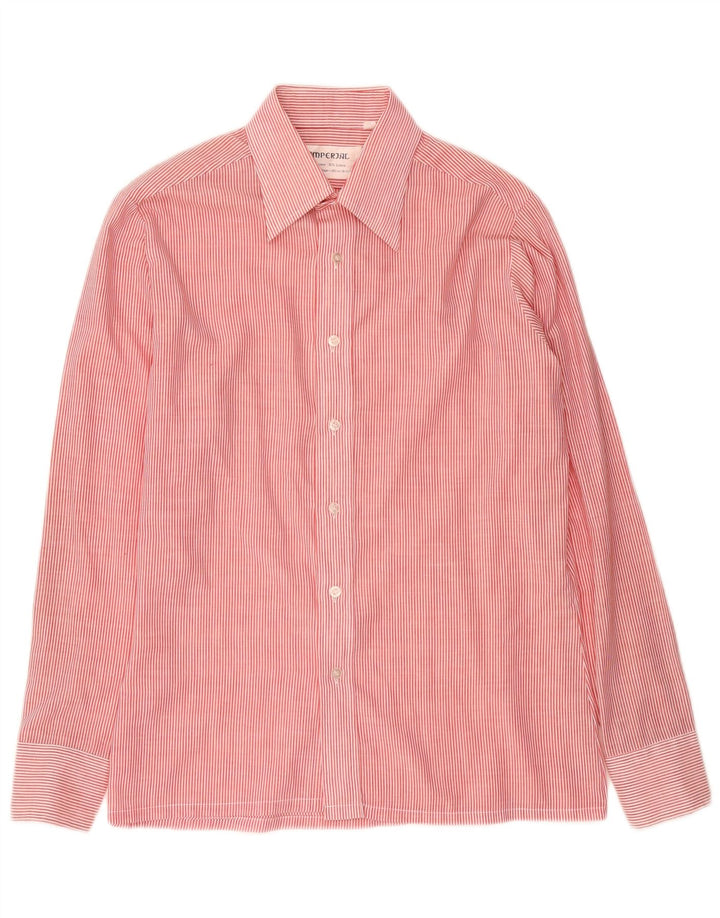 Imperial Mens Shirt Taille 39 15 1/2 Polyester à fines rayures rouges moyennes
