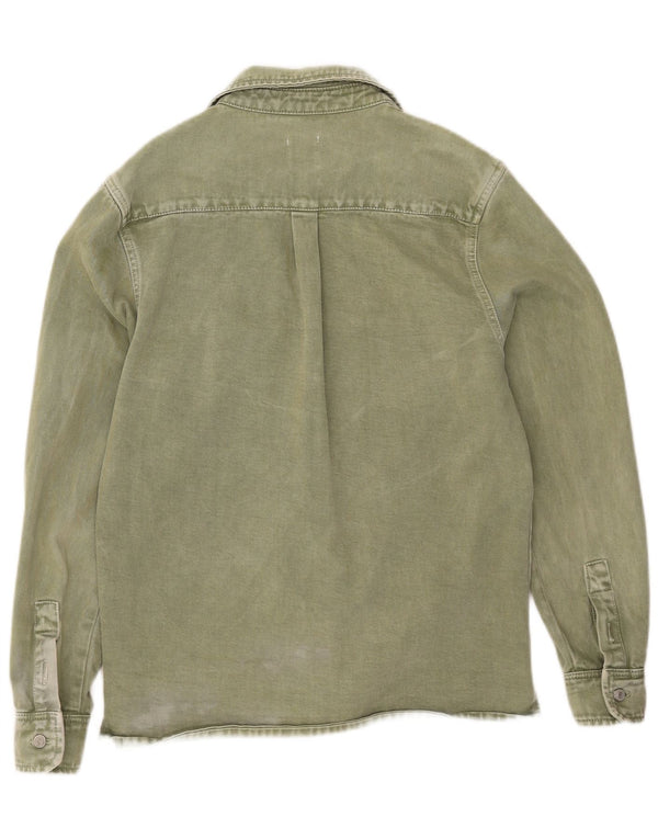 ZARA Chemise en jean coupe décontractée en coton vert moyen