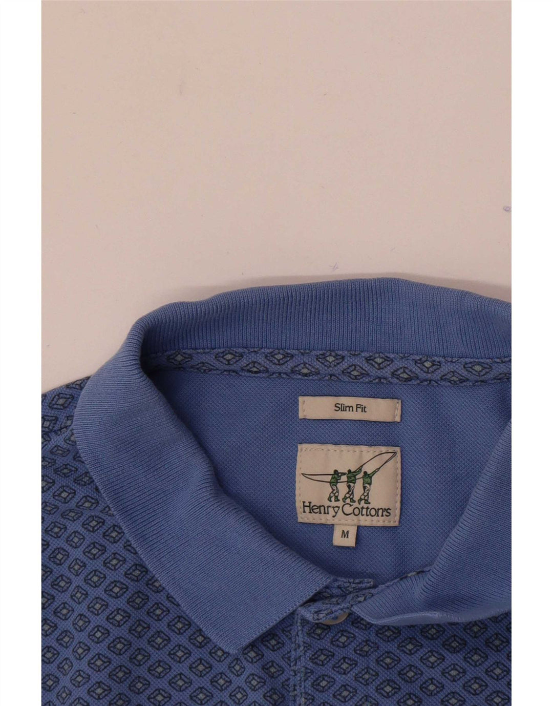Henry Cottons Polo Slim Fit Homme Bleu Moyen Géométrique