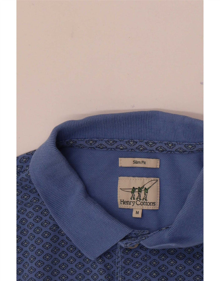 Henry Cottons Polo Slim Fit Homme Bleu Moyen Géométrique