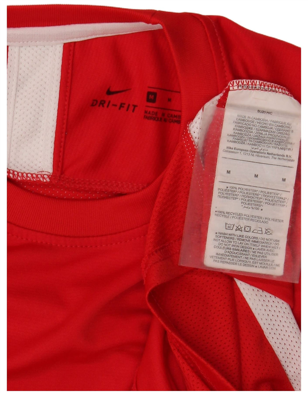Nike T-shirt Dri Fit pour homme en polyester color block rouge moyen