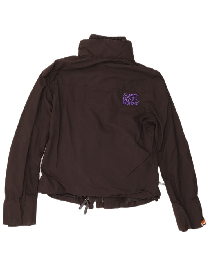 SUPERDRY Veste coupe-vent pour femme UK 14 Large Noir Nylon