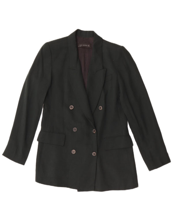 Zara Veste Blazer Double Boutonnage Femme UK 10 Petit Lyocell Vert