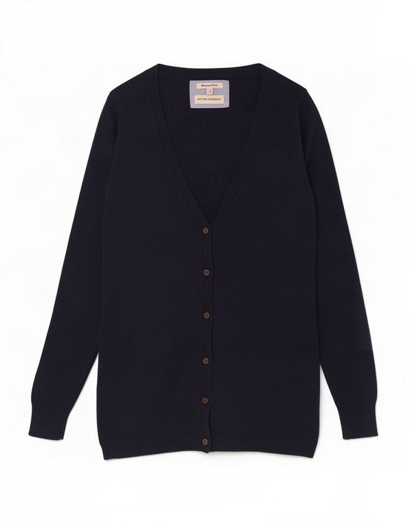 Massimo Dutti Pull Cardigan Femme UK 10 Petit Bleu Marine Coton