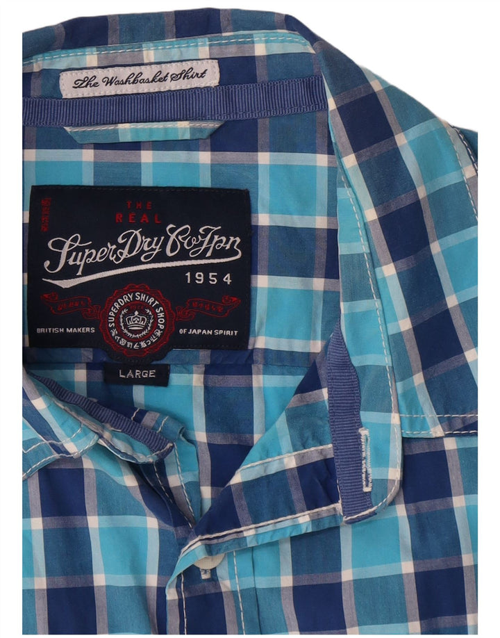 Superdry Chemise Homme Grand Carreau Bleu Coton