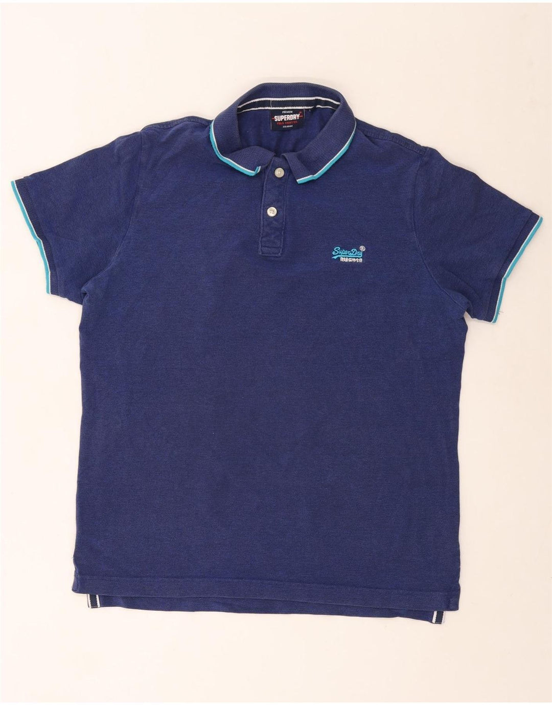 SUPERDRY Polo Homme 2XL Bleu Marine Coton