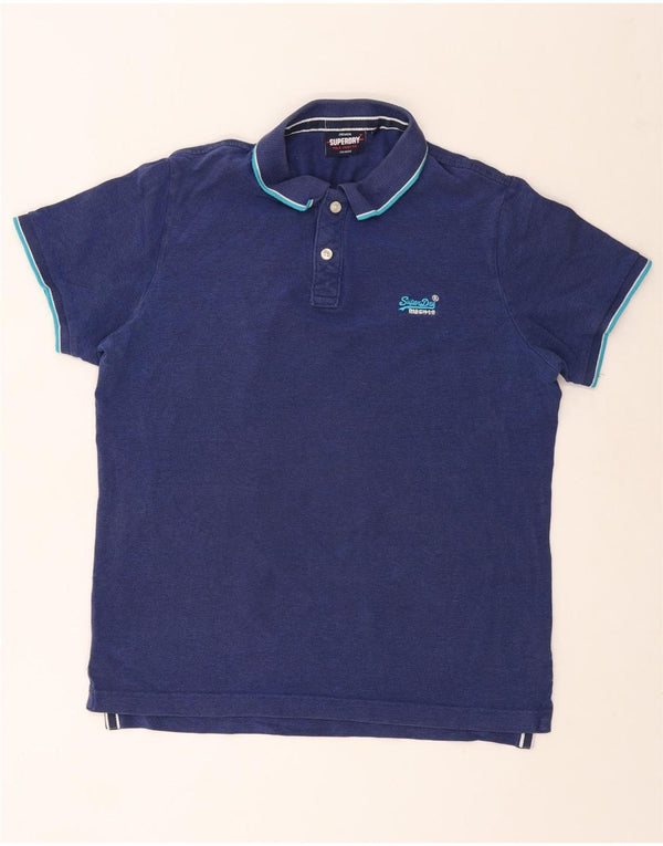 SUPERDRY Polo Homme 2XL Bleu Marine Coton