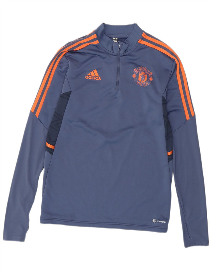 Adidas Haut de Survêtement Manchester United Pull Homme Bleu Colorblock Petit