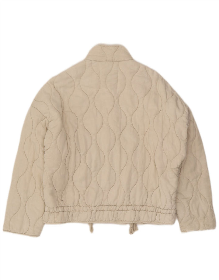 Zara Veste matelassée surdimensionnée pour femme UK 10 Petit coton beige