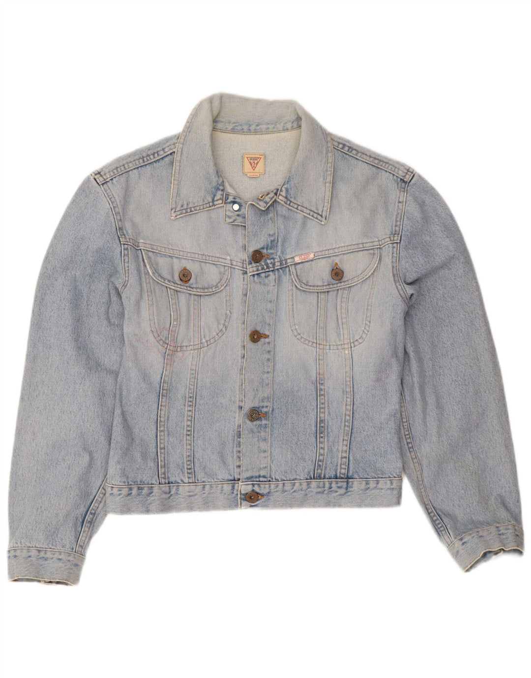 Guess Veste en jean pour femme UK 14 Large Bleu Coton