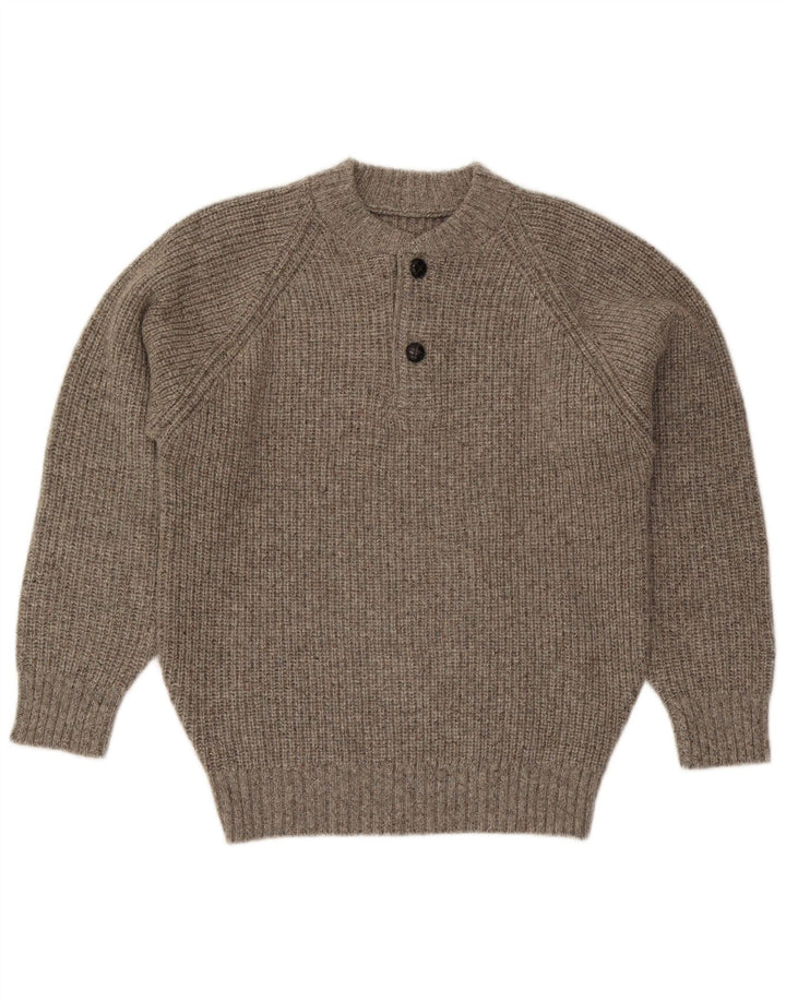 Pull vintage à col rond pour homme Gris moyen