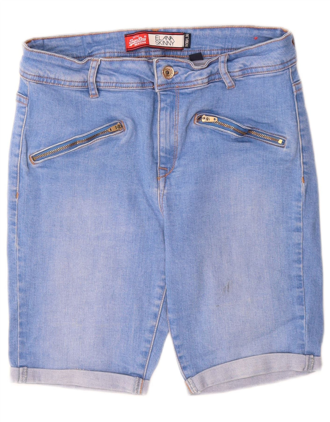 Superdry Short Elana Skinny Denim W30 Femme Bleu Moyen Coton