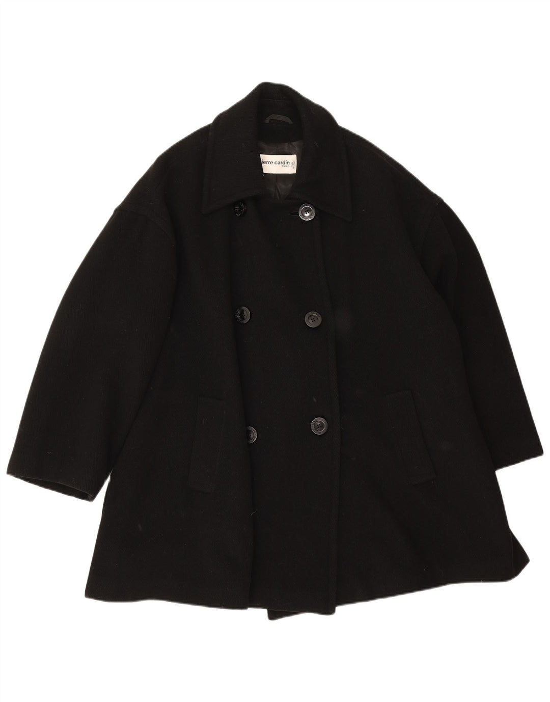 Pierre Cardin Manteau double boutonnage pour femme UK 20 2XL Laine noire