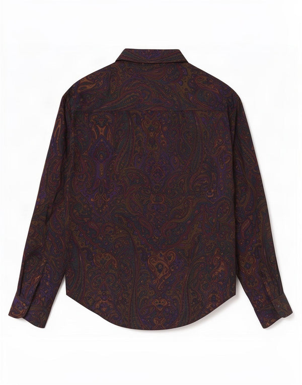 vintage Femmes Front Tie Shirt Blouse UK 20 2XL Vert Paisley