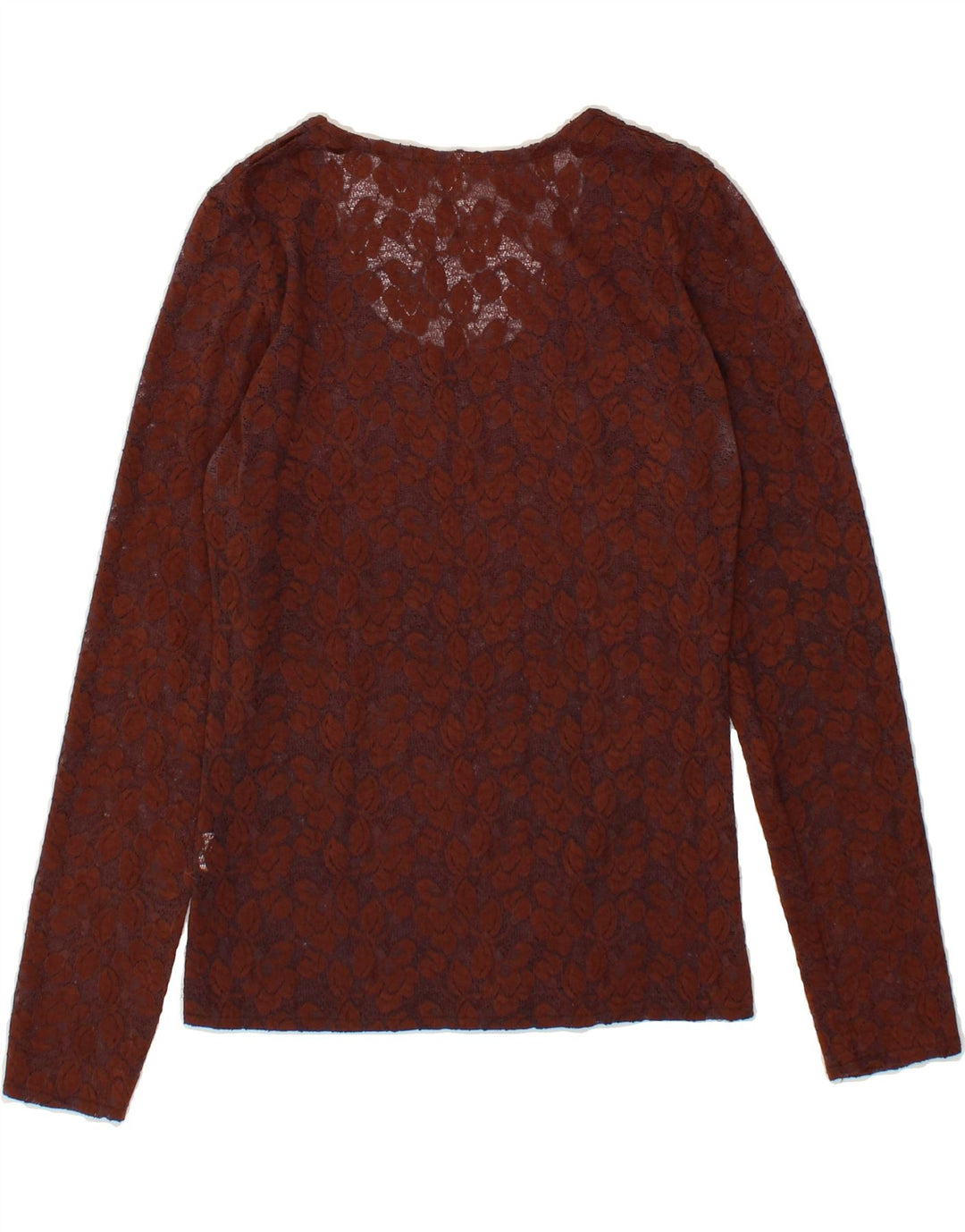 VINTAGE Womens Long Sleeve Blouse Top IT 42 Medium Brown Floral Polyester Vintage Vintage and Second-Hand Vintage from Messina Hembry 