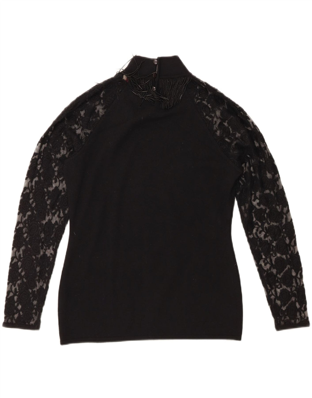 Roccobarocco Haut à manches longues pour femme UK 14 Laine mérinos noir moyen