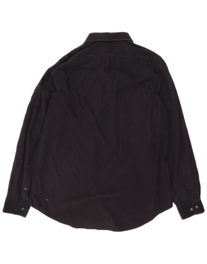 Calvin Klein Chemise en velours côtelé pour homme Taille 16 1/2 Grand coton noir