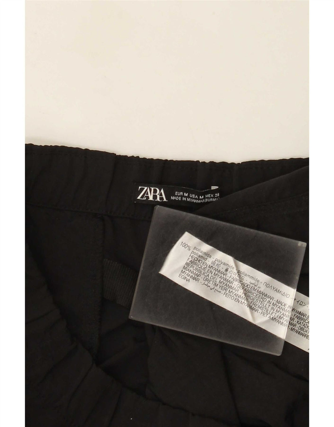 Pantalon Cargo Coupe Ample Zara Femme Moyen W30 L31 Noir Polyamide