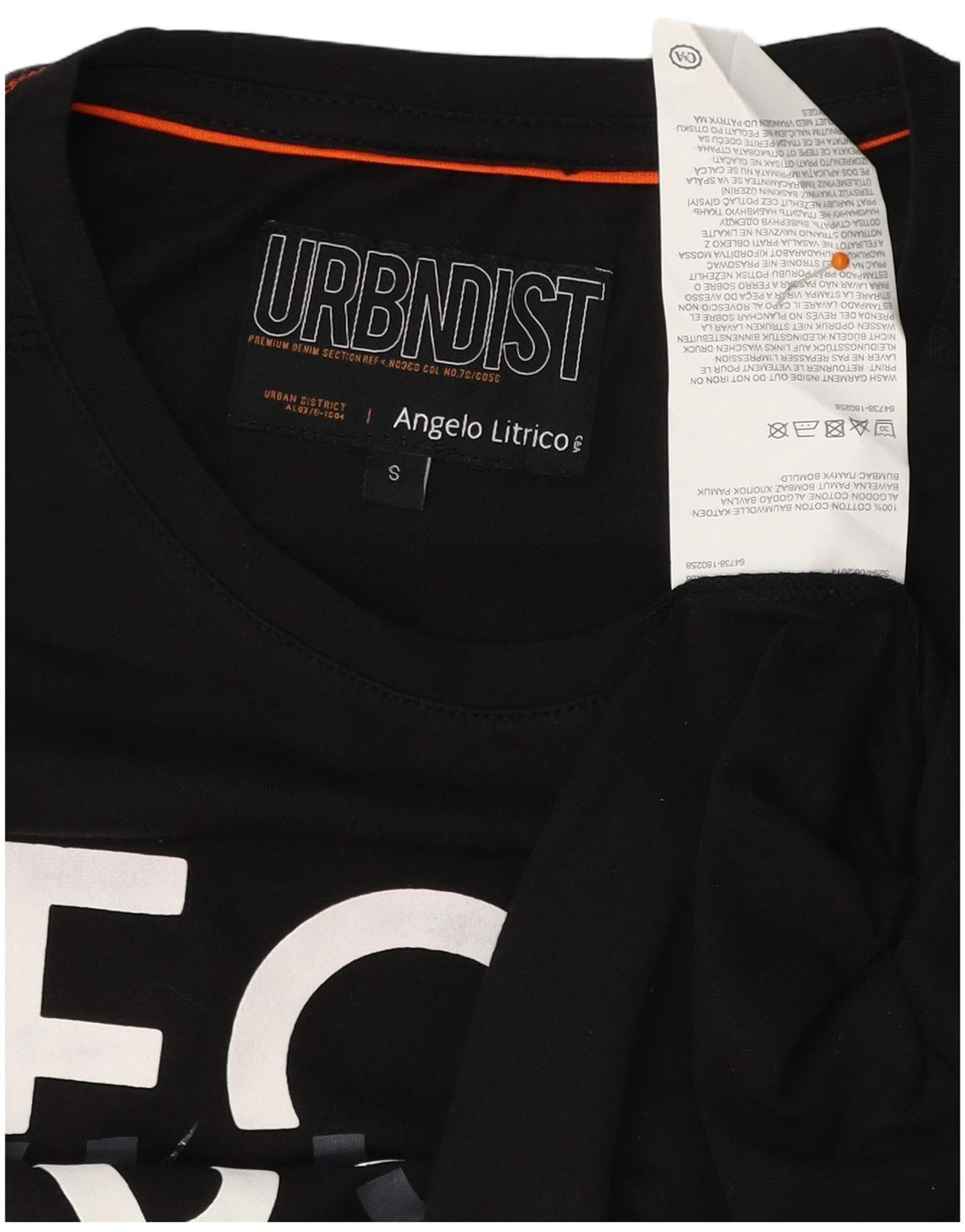 ANGELO LITRICO T-Shirt Graphique Homme Petit Noir Coton