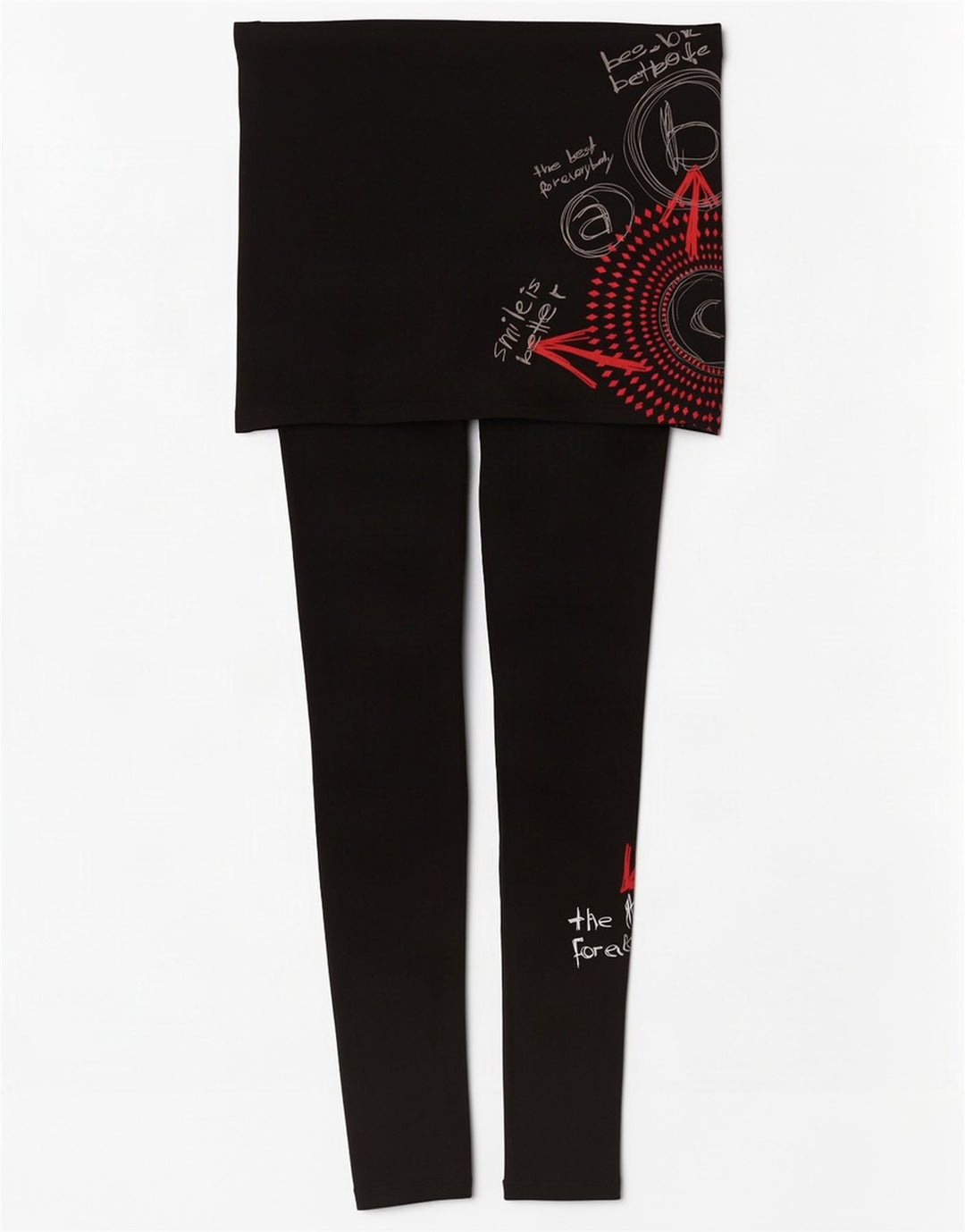 Desigual Leggings graphiques pour femme UK 10 Small Noir Géométrique
