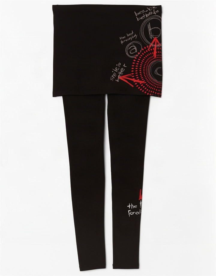 Desigual Leggings graphiques pour femme UK 10 Small Noir Géométrique
