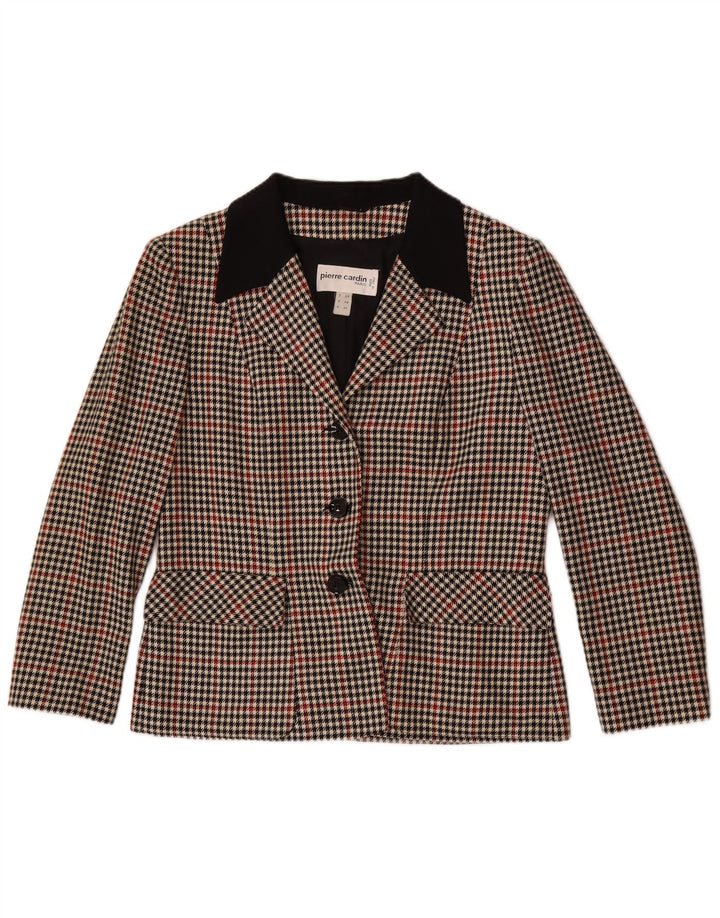 Pierre Cardin Veste Blazer 3 Boutons Femme IT 48 XL Laine à Carreaux Marron