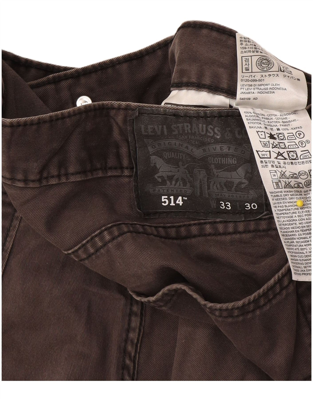 Levi's Jean Droit 514 Homme Gris W33 L30 Coton