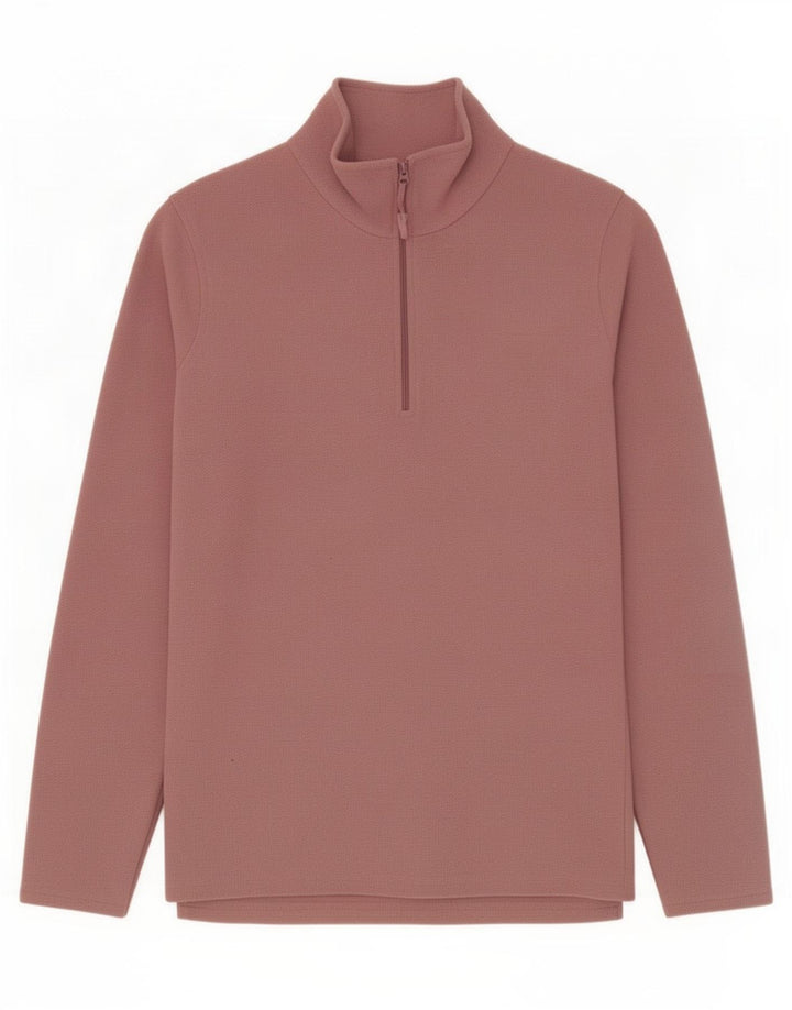 Mountain Warehouse Pull Polaire à Col Zippé pour Homme Petit Rose Polyester