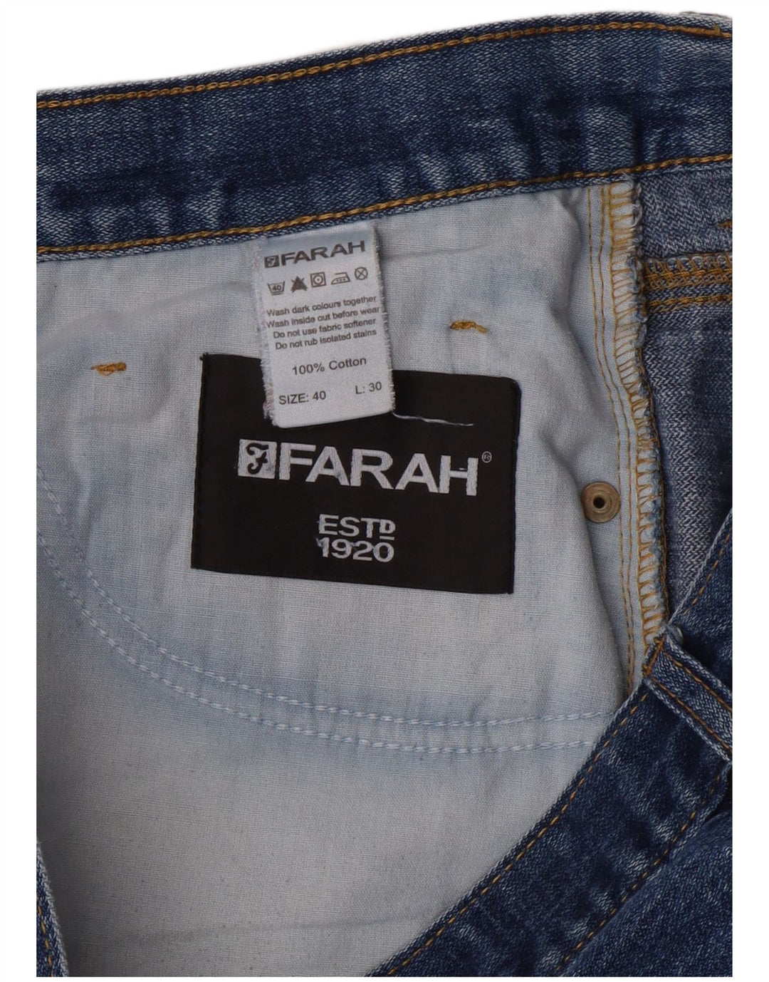 FARAH Jean droit homme W40 L30 bleu coton