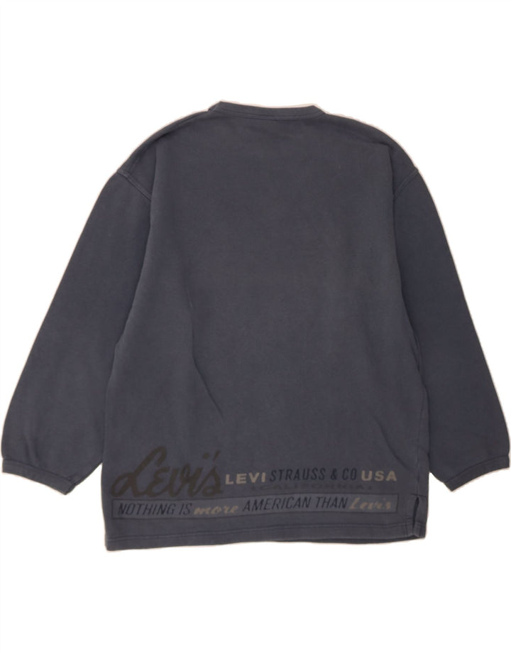 LEVI'S Womens Oversized Graphic Sweatshirt Jumper UK 18 XL Navy Blue Vintage Levi's and Second-Hand Levi's from Messina Hembry 