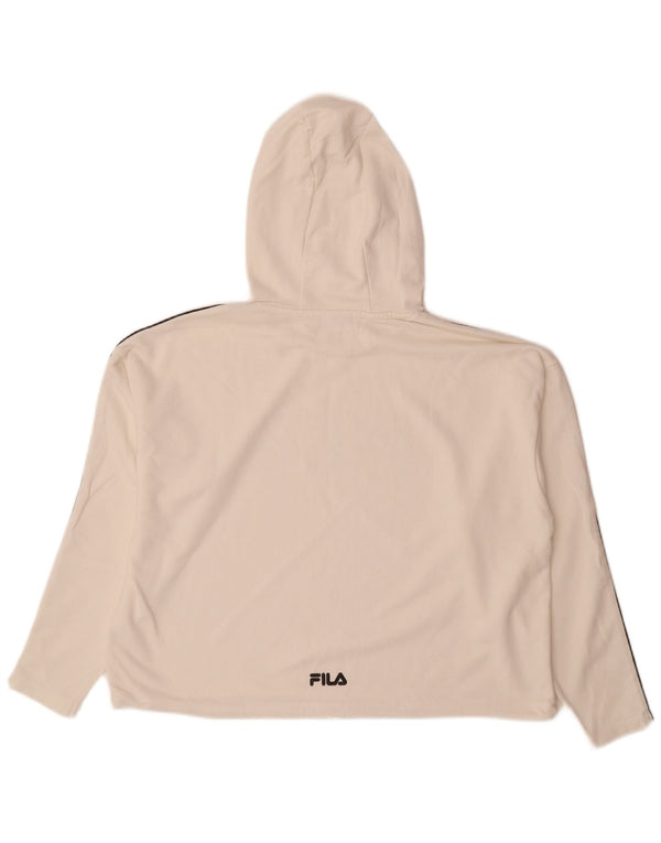 Fila Pull à capuche surdimensionné graphique pour femme UK 14 Blanc moyen Colourblock