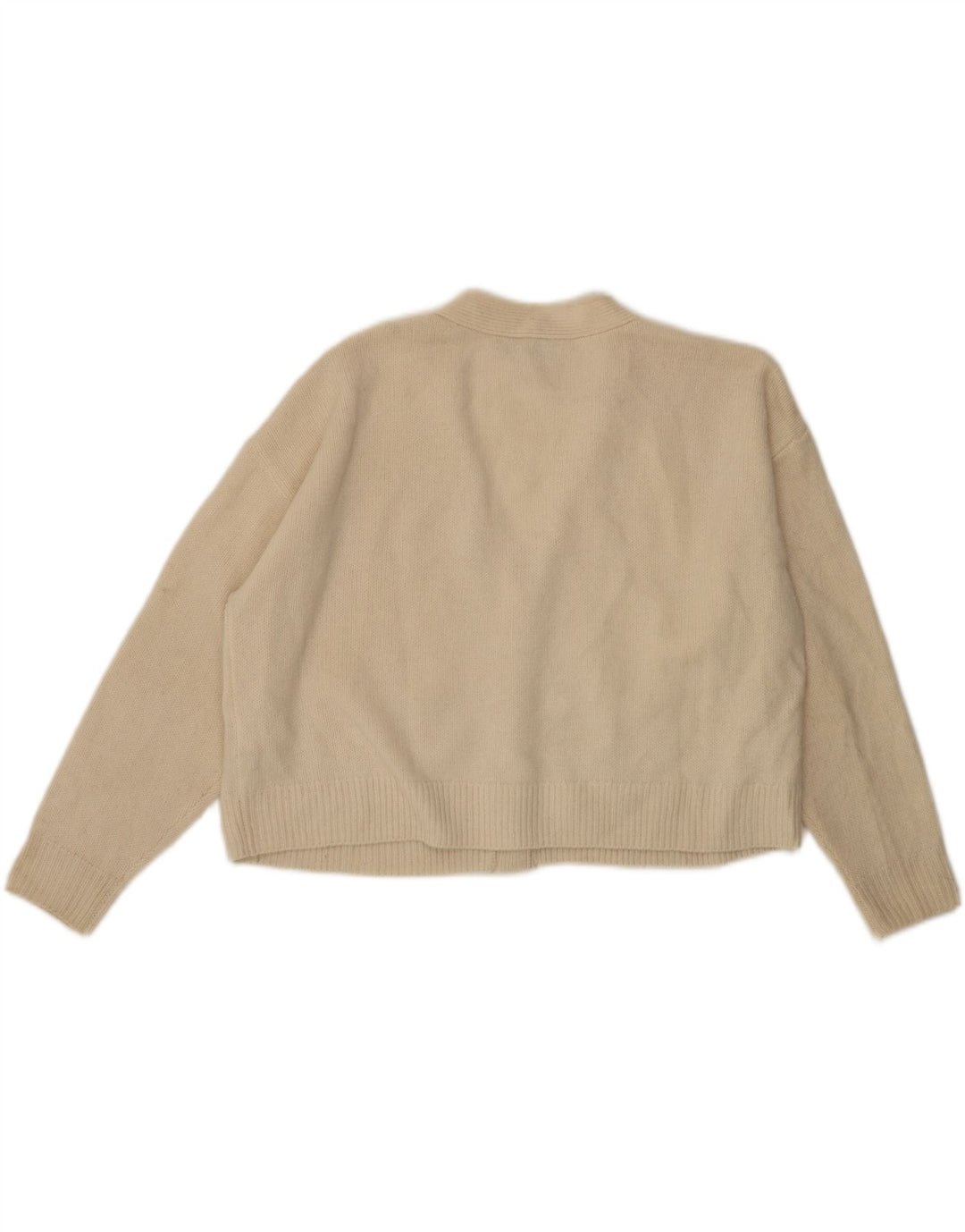 Zara Womens Crop Oversize Cardigan Pull UK 10 Petite laine blanc cassé