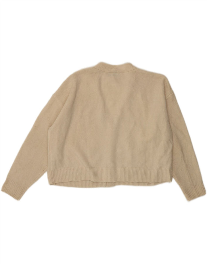 Zara Womens Crop Oversize Cardigan Pull UK 10 Petite laine blanc cassé