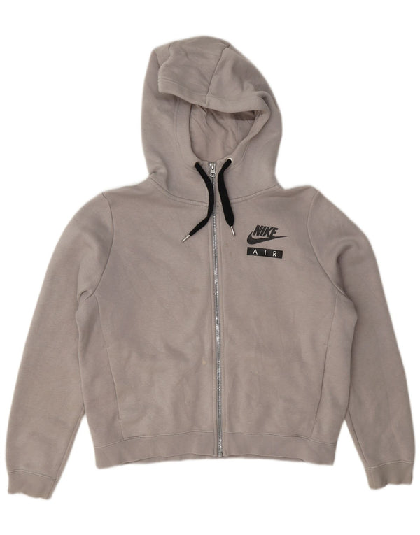 Nike Pull à capuche zippé graphique pour femme UK 14 Gris moyen