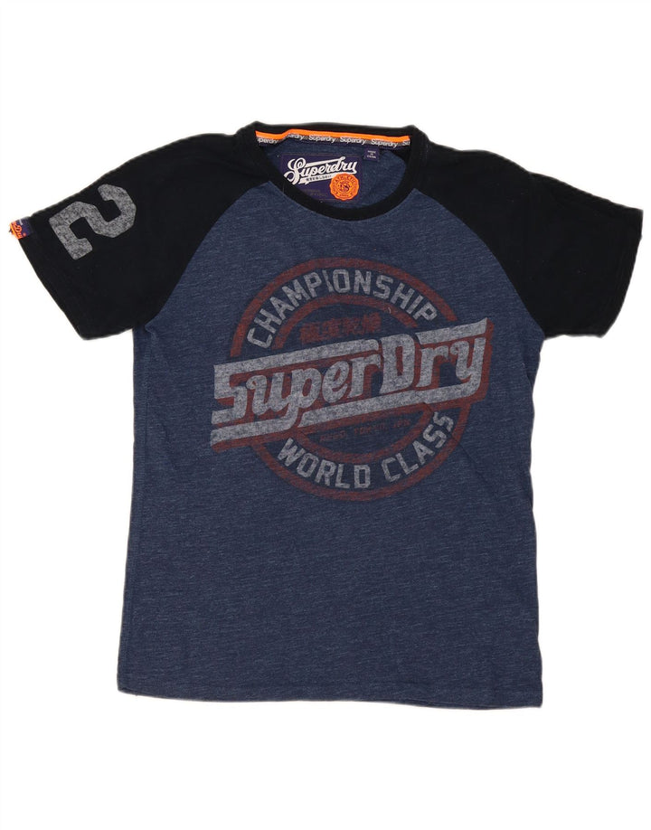 Superdry T-Shirt Graphique en Coton Colorblock Bleu Moyen Homme