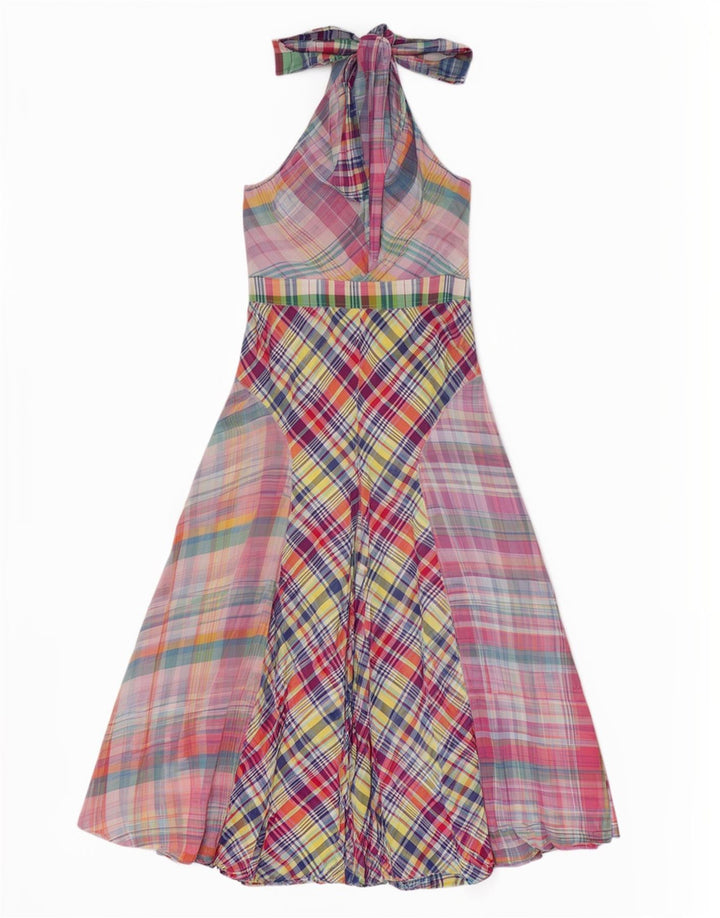 Polo Ralph Lauren Robe dos nu pour femme US 10 Grand patchwork multicolore