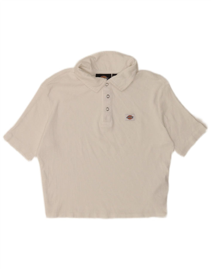 DICKIES Polo court pour femme UK 12 Coton blanc moyen