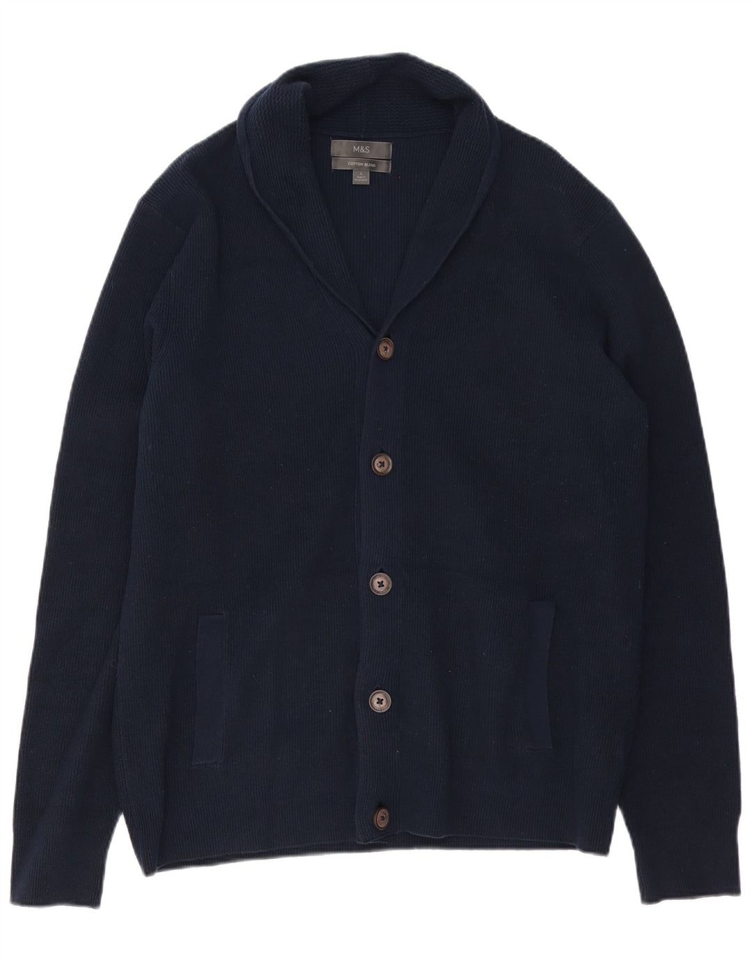 MARKS & SPENCER Cardigan Homme Pull Large Bleu Marine Coton