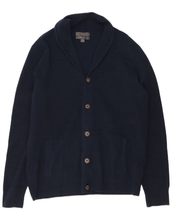 MARKS & SPENCER Cardigan Homme Pull Large Bleu Marine Coton