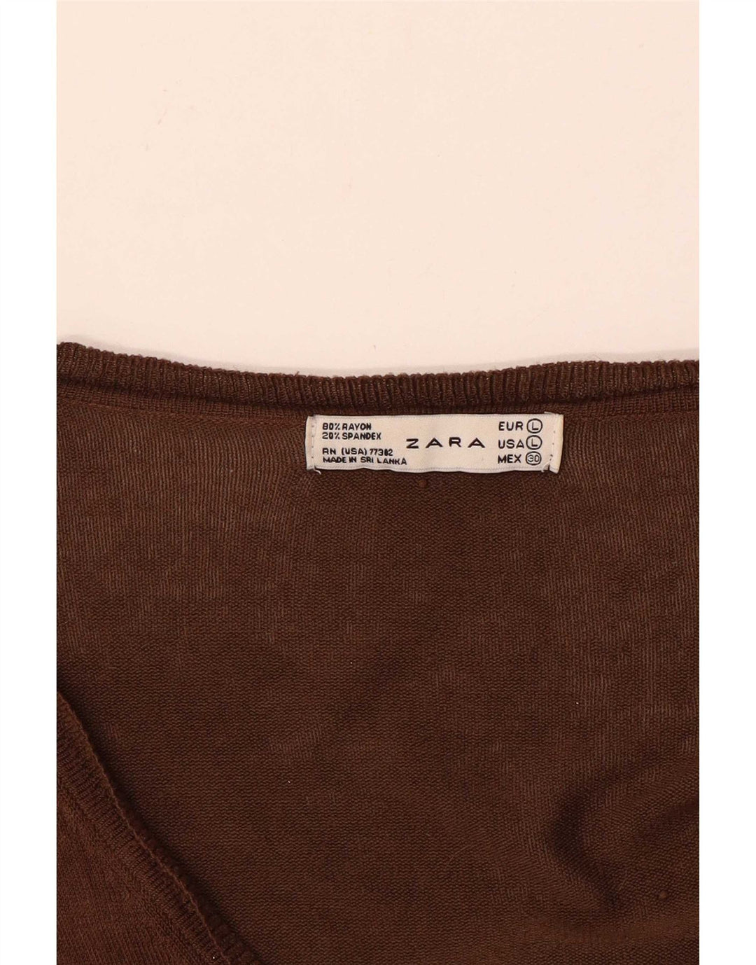 Zara Cardigan Femme Pull UK 16 Grande Rayonne Marron