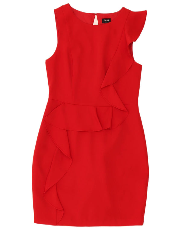 Oasis Robe fourreau sans manches pour femme UK 12 Rouge moyen Polyester