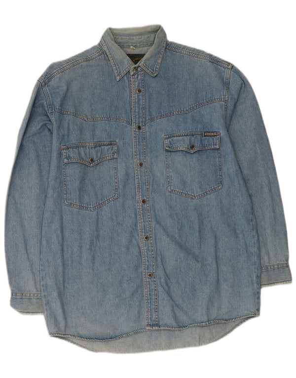Chemise en jean vintage pour homme en coton bleu moyen