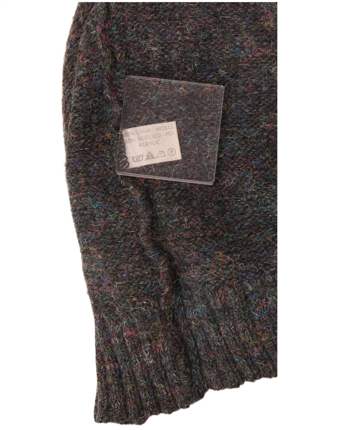 vintage Mens Turtle Neck Jumper Pull Grand Gris Moucheté Laine Classique